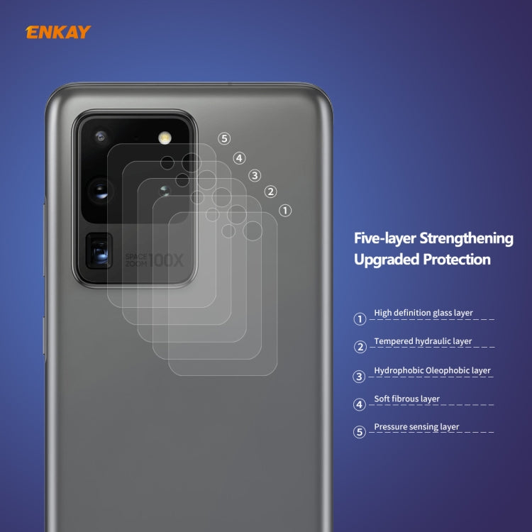 For Samsung Galaxy S20 Ultra 2 PCS Hat-Prince ENKAY 0.2mm 9H 2.15D Round Edge Rear Camera Lens Tempered Glass Film