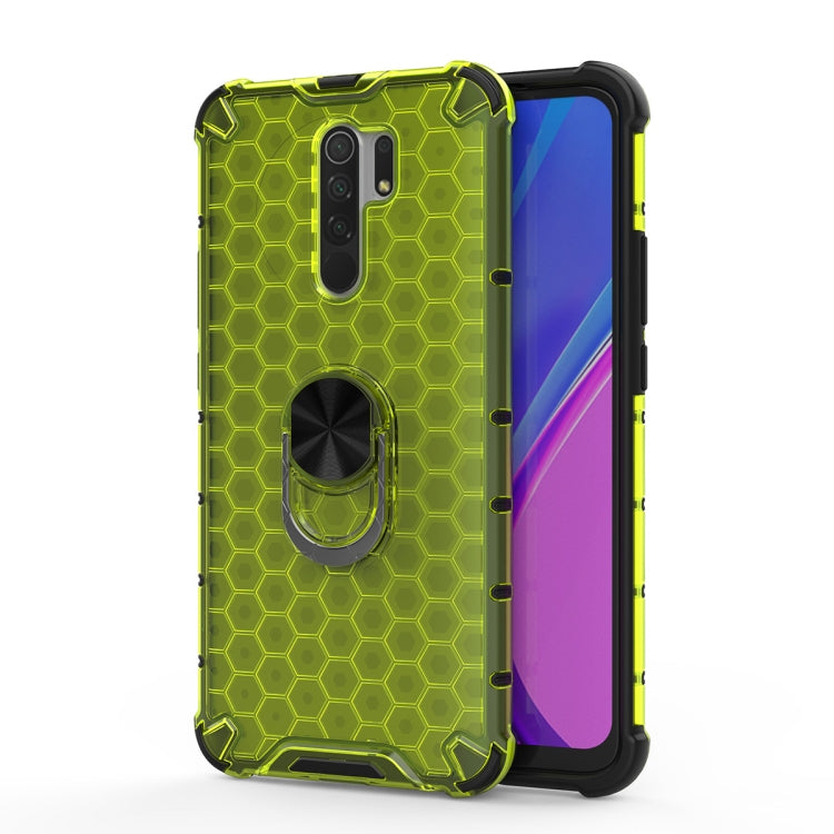 For Xiaomi Redmi Note 8 Pro Shockproof Honeycomb PC + TPU Ring Holder Protection Case