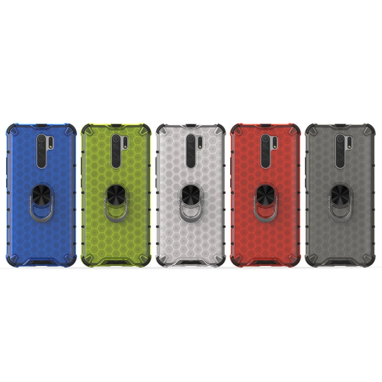 For Xiaomi Redmi Note 8 Pro Shockproof Honeycomb PC + TPU Ring Holder Protection Case
