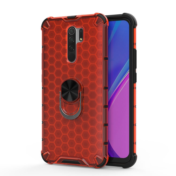 For Xiaomi Redmi Note 8 Pro Shockproof Honeycomb PC + TPU Ring Holder Protection Case