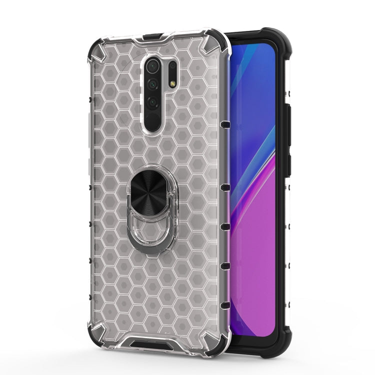 For Xiaomi Redmi Note 8 Pro Shockproof Honeycomb PC + TPU Ring Holder Protection Case