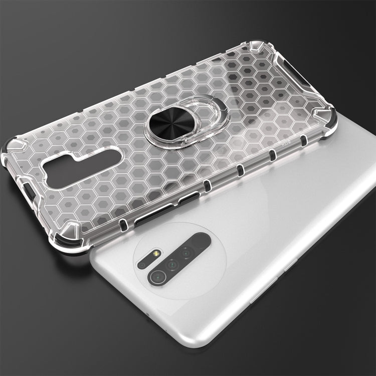 For Xiaomi Redmi Note 8 Pro Shockproof Honeycomb PC + TPU Ring Holder Protection Case