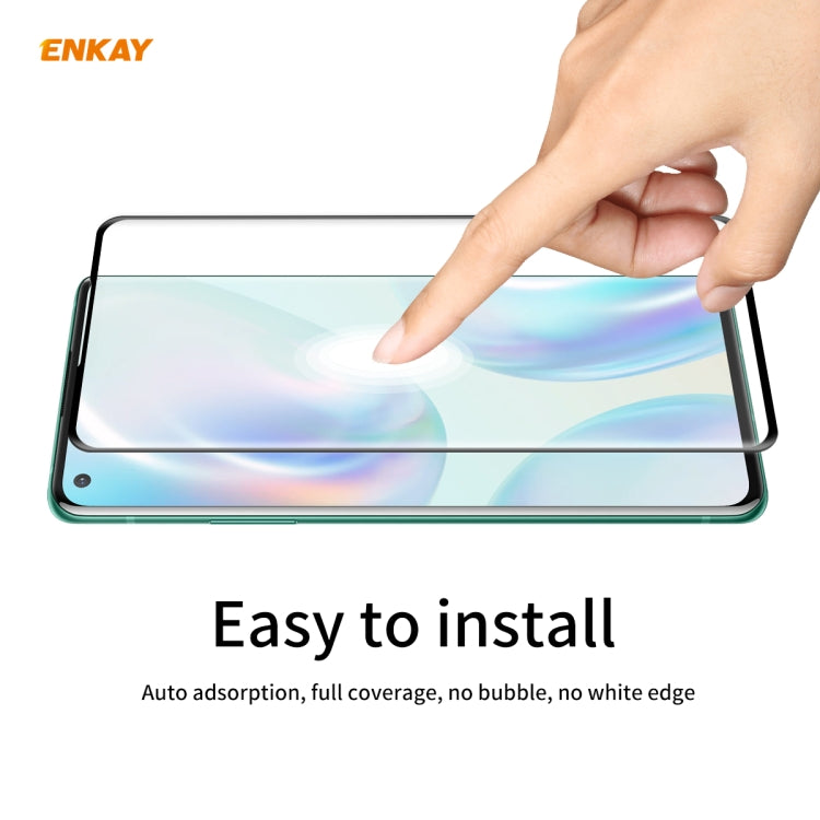 For OnePlus 8 ENKAY Hat-Prince 0.26mm 9H 3D Full Glue Explosion-proof Full Screen Curved Heat Bending Tempered Glass Film