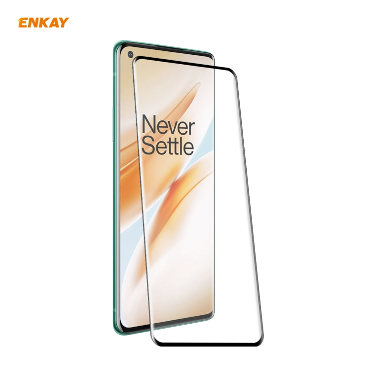 For OnePlus 8 Pro ENKAY Hat-Prince 0.26mm 9H 3D Full Glue Explosion-proof Full Screen Curved Heat Bending Tempered Glass Film