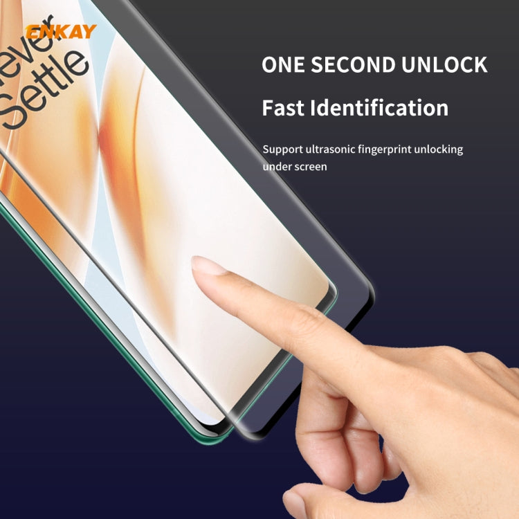 For OnePlus 8 Pro ENKAY Hat-Prince 0.26mm 9H 3D Full Glue Explosion-proof Full Screen Curved Heat Bending Tempered Glass Film