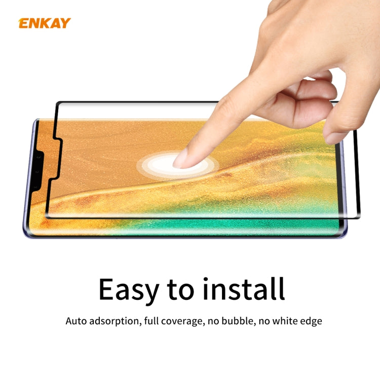 For Huawei Mate 30 Pro ENKAY Hat-Prince 0.26mm 9H 3D Full Glue Explosion-proof Full Screen Curved Heat Bending Tempered Glass Film