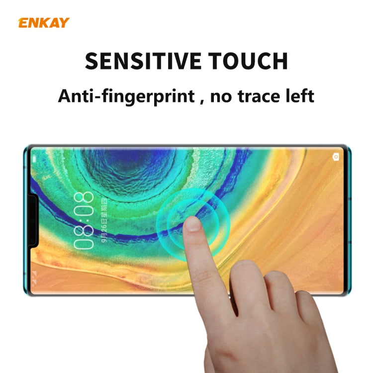 For Huawei Mate 30 Pro ENKAY Hat-Prince 0.26mm 9H 3D Full Glue Explosion-proof Full Screen Curved Heat Bending Tempered Glass Film