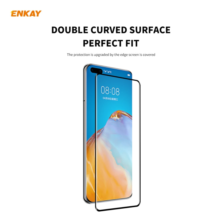 For Huawei P40 Pro ENKAY Hat-Prince 0.26mm 9H 3D Full Glue Explosion-proof Full Screen Curved Heat Bending Tempered Glass Film