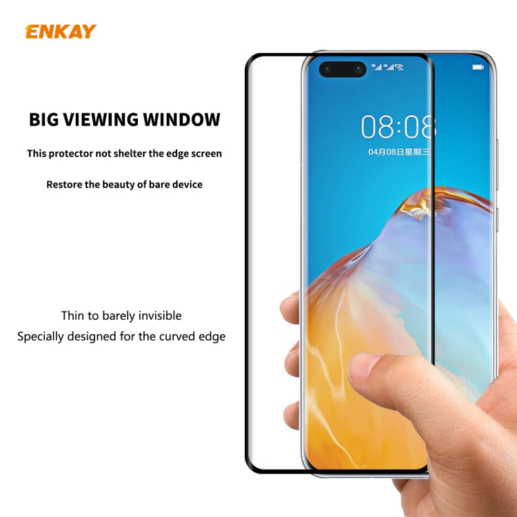 For Huawei P40 Pro ENKAY Hat-Prince 0.26mm 9H 3D Full Glue Explosion-proof Full Screen Curved Heat Bending Tempered Glass Film