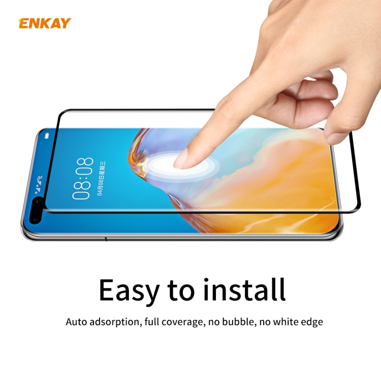 For Huawei P40 Pro ENKAY Hat-Prince 0.26mm 9H 3D Full Glue Explosion-proof Full Screen Curved Heat Bending Tempered Glass Film