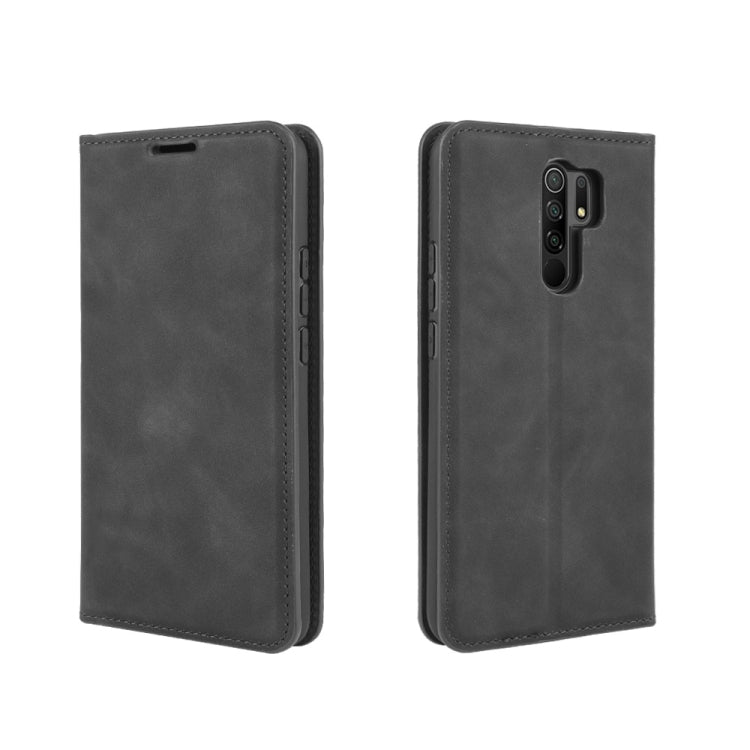 For Xiaomi Redmi 9 Retro-skin Business Magnetic Suction Leather Case with Holder & Card Slots & Wallet