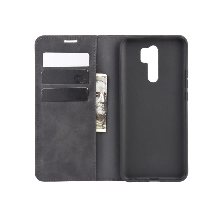 For Xiaomi Redmi 9 Retro-skin Business Magnetic Suction Leather Case with Holder & Card Slots & Wallet