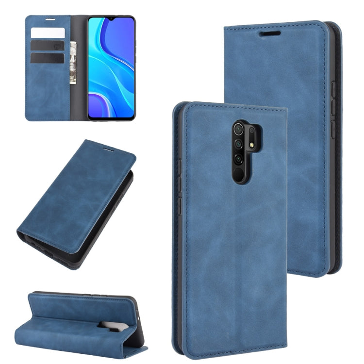 For Xiaomi Redmi 9 Retro-skin Business Magnetic Suction Leather Case with Holder & Card Slots & Wallet