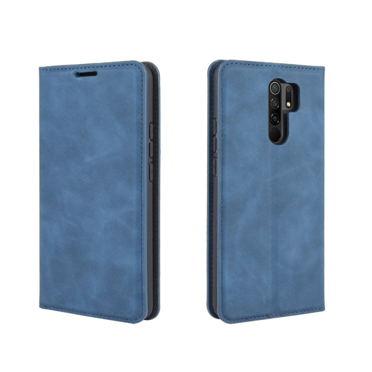 For Xiaomi Redmi 9 Retro-skin Business Magnetic Suction Leather Case with Holder & Card Slots & Wallet