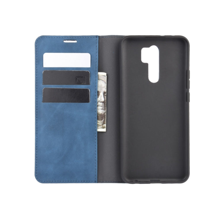 For Xiaomi Redmi 9 Retro-skin Business Magnetic Suction Leather Case with Holder & Card Slots & Wallet