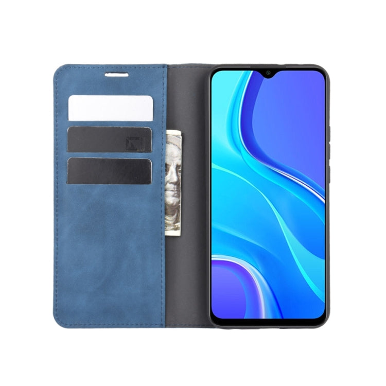 For Xiaomi Redmi 9 Retro-skin Business Magnetic Suction Leather Case with Holder & Card Slots & Wallet