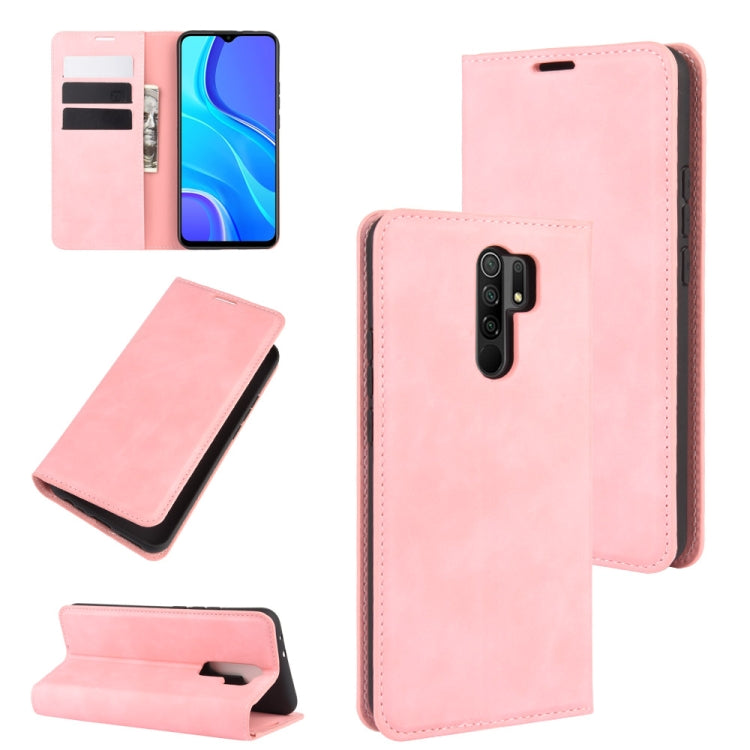 For Xiaomi Redmi 9 Retro-skin Business Magnetic Suction Leather Case with Holder & Card Slots & Wallet