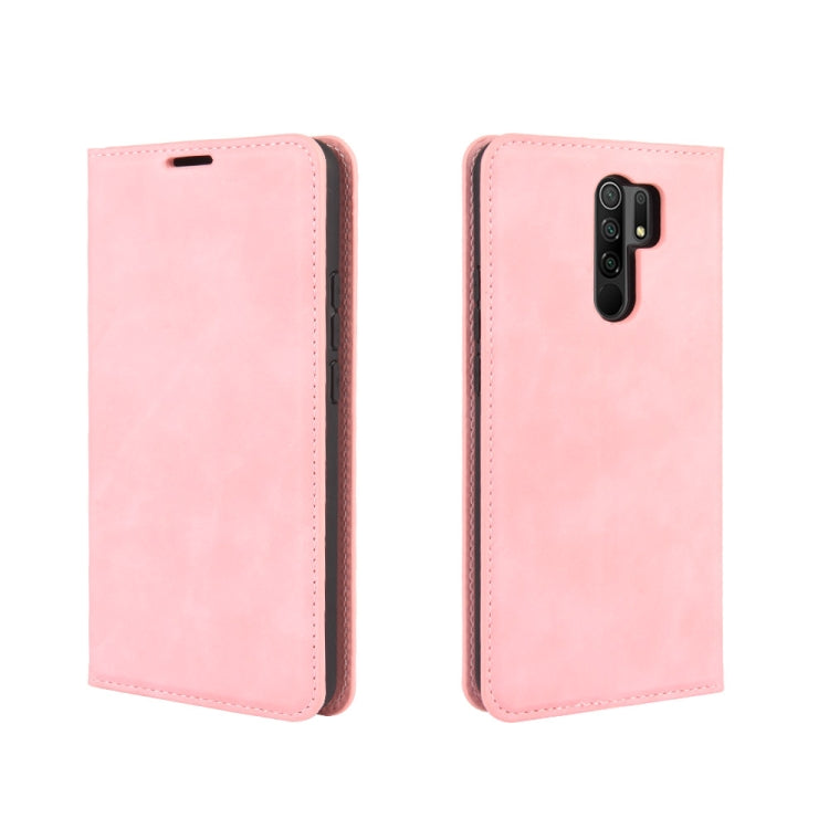 For Xiaomi Redmi 9 Retro-skin Business Magnetic Suction Leather Case with Holder & Card Slots & Wallet