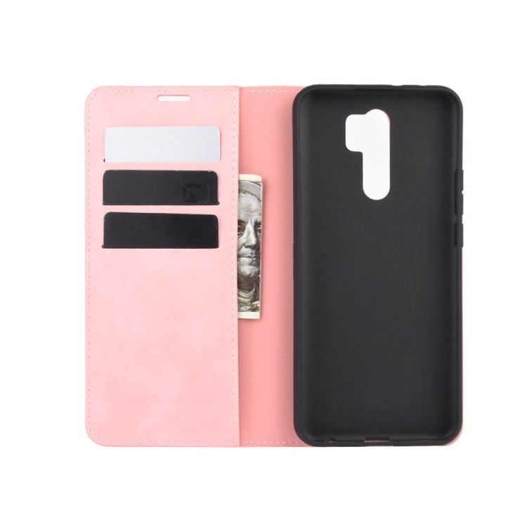 For Xiaomi Redmi 9 Retro-skin Business Magnetic Suction Leather Case with Holder & Card Slots & Wallet