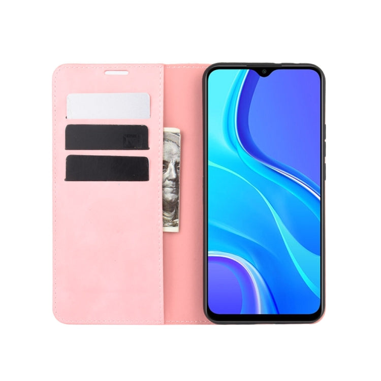 For Xiaomi Redmi 9 Retro-skin Business Magnetic Suction Leather Case with Holder & Card Slots & Wallet