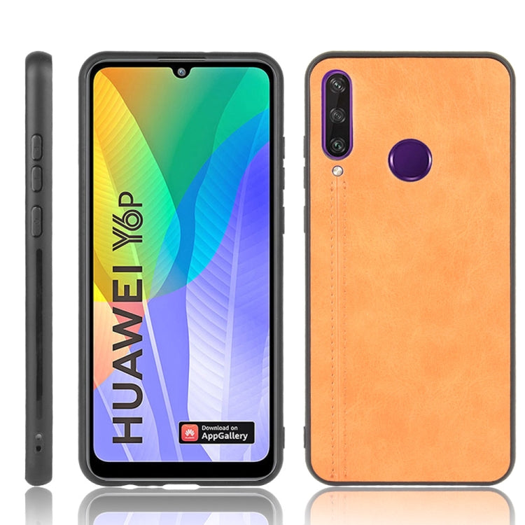 For Huawei Y6p Shockproof Sewing Cow Pattern Skin PC + PU + TPU Case