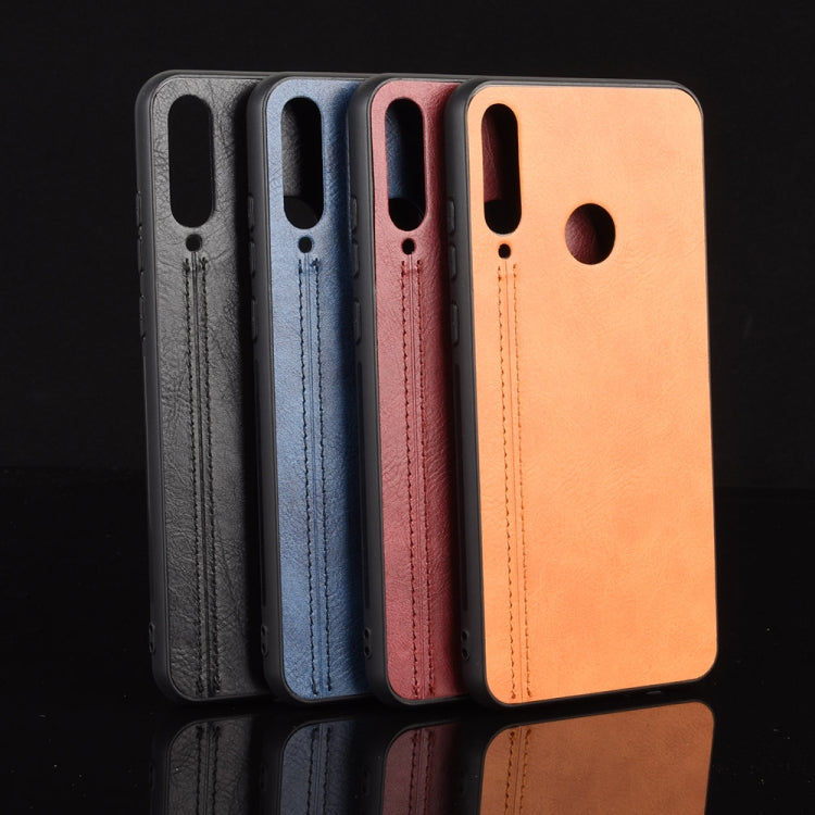 For Huawei Y6p Shockproof Sewing Cow Pattern Skin PC + PU + TPU Case