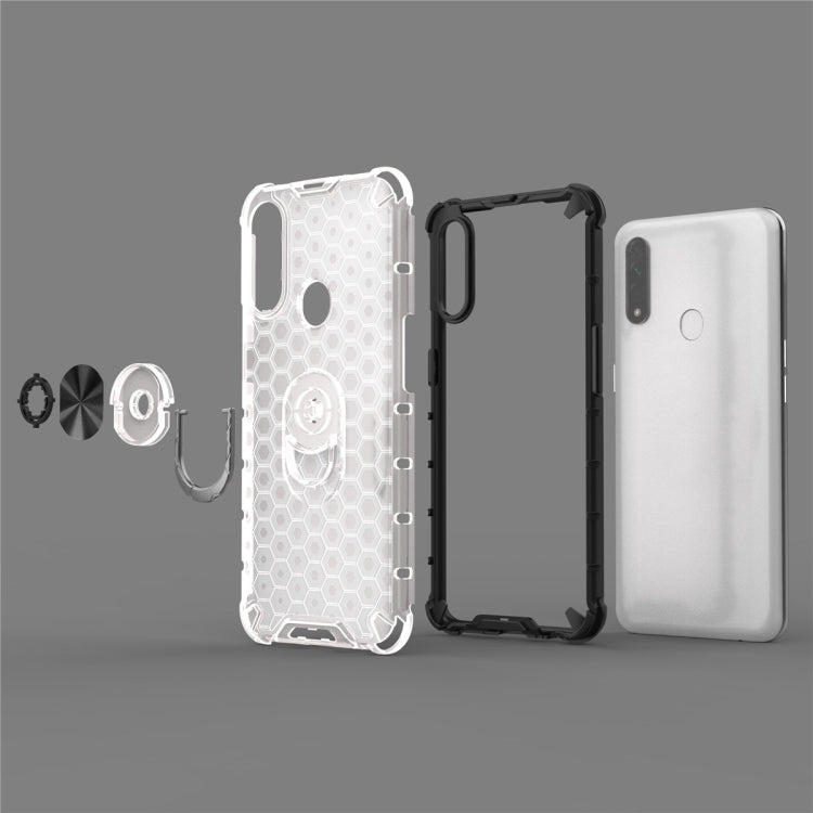 For Xiaomi Redmi Note 7 / Note 7 Pro Shockproof Honeycomb PC + TPU Ring Holder Protection Case