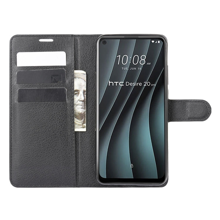 For HTC Desire 20 Pro Litchi Texture Horizontal Flip Protective Case with Holder & Card Slots & Wallet