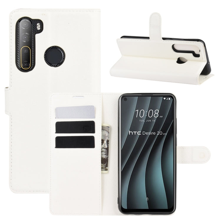 For HTC Desire 20 Pro Litchi Texture Horizontal Flip Protective Case with Holder & Card Slots & Wallet