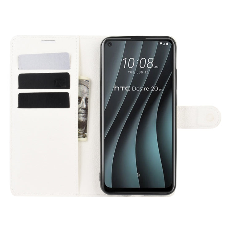 For HTC Desire 20 Pro Litchi Texture Horizontal Flip Protective Case with Holder & Card Slots & Wallet