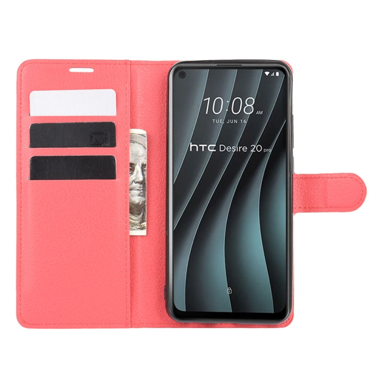 For HTC Desire 20 Pro Litchi Texture Horizontal Flip Protective Case with Holder & Card Slots & Wallet