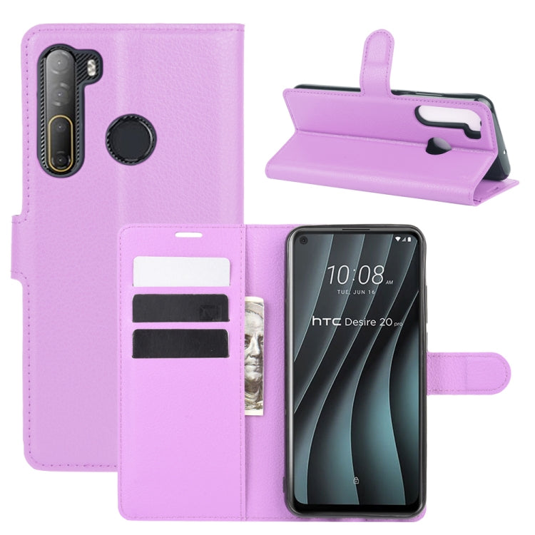 For HTC Desire 20 Pro Litchi Texture Horizontal Flip Protective Case with Holder & Card Slots & Wallet