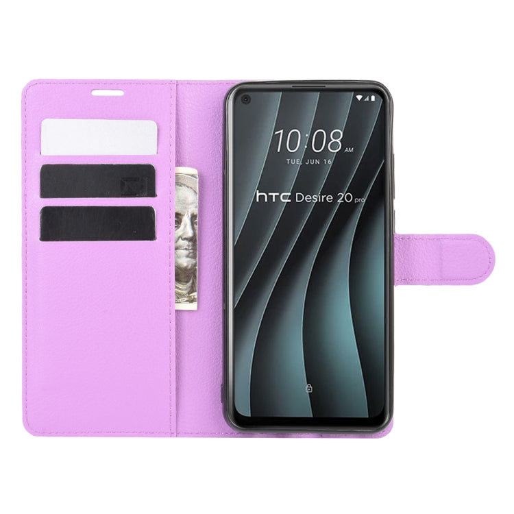 For HTC Desire 20 Pro Litchi Texture Horizontal Flip Protective Case with Holder & Card Slots & Wallet