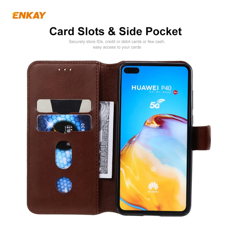 For Huawei P40 ENKAY Hat-Prince Horizontal Flip Leather Case with Holder & Card Slots & Wallet