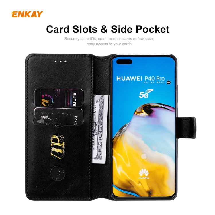 For HUAWEI P40 Pro ENKAY Hat-Prince Horizontal Flip Leather Case with Holder & Card Slots & Wallet