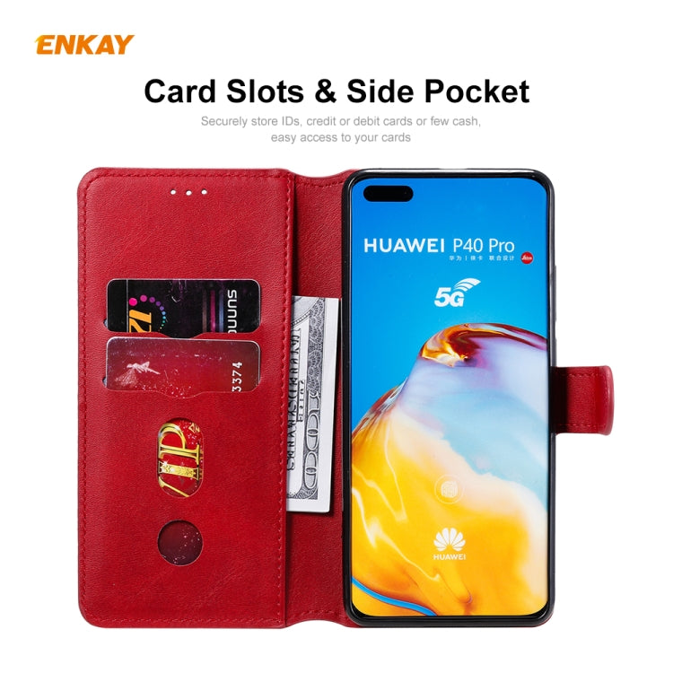 For HUAWEI P40 Pro ENKAY Hat-Prince Horizontal Flip Leather Case with Holder & Card Slots & Wallet