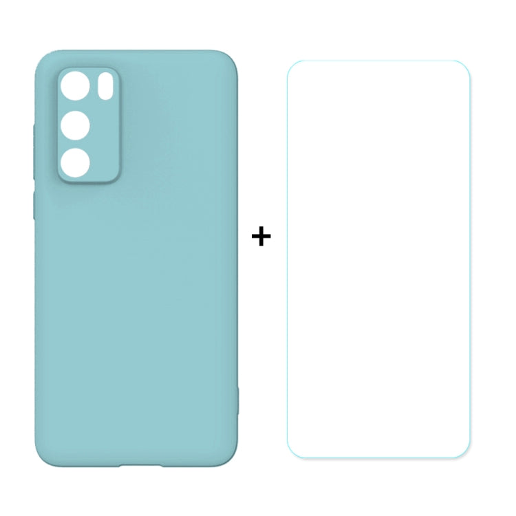 For HUAWEI P40 Hat-Prince ENKAY ENK-PC0412 2 in 1 Ultra-thin Solid Color TPU Slim Case Soft Cover + 0.26mm 9H 2.5D Tempered Glass Protector Film