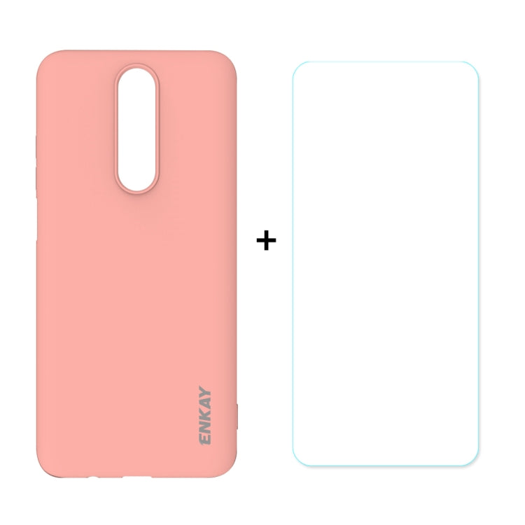 For Xiaomi Redmi K30 Hat-Prince ENKAY ENK-PC0362 2 in 1 Ultra-thin Solid Color TPU Slim Case Soft Cover + 0.26mm 9H 2.5D Tempered Glass Protector Film