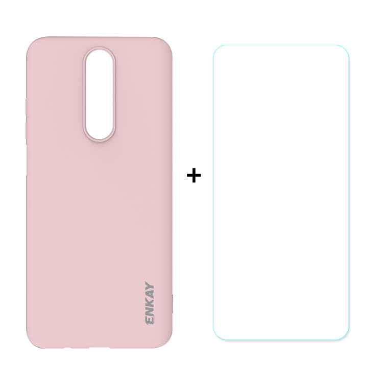 For Xiaomi Redmi K30 Hat-Prince ENKAY ENK-PC0362 2 in 1 Ultra-thin Solid Color TPU Slim Case Soft Cover + 0.26mm 9H 2.5D Tempered Glass Protector Film