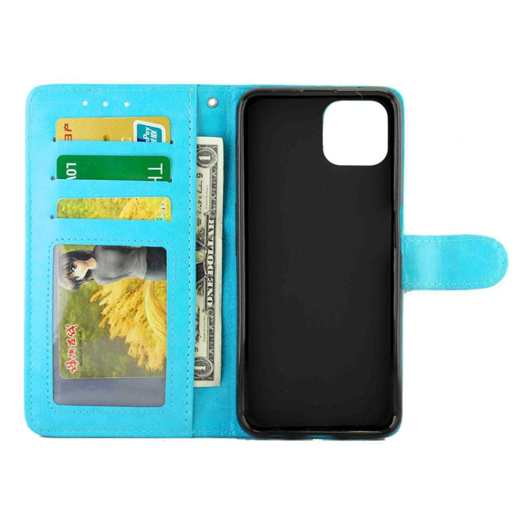 For OPPO A92s Crazy Horse Texture Leather Horizontal Flip Protective Case with Holder & Card Slots & Wallet & Photo Frame