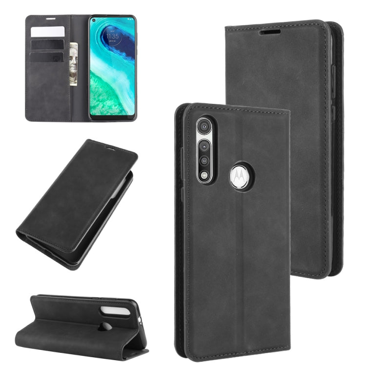 For Motorola Moto G Fast Retro-skin Business Magnetic Suction Leather Case with Holder & Card Slots & Wallet