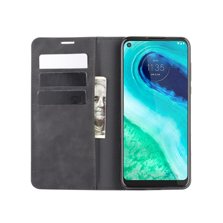 For Motorola Moto G Fast Retro-skin Business Magnetic Suction Leather Case with Holder & Card Slots & Wallet