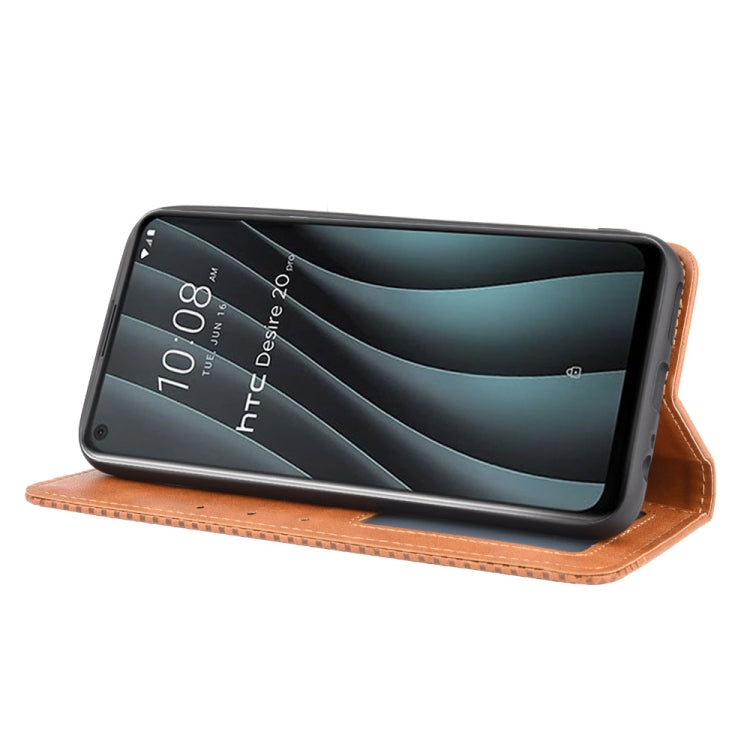 For HTC Desire 20 Pro Magnetic Buckle Retro Crazy Horse Texture Horizontal Flip Leather Case , with Holder & Card Slots & Photo Frame