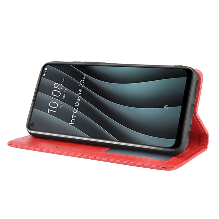 For HTC Desire 20 Pro Magnetic Buckle Retro Crazy Horse Texture Horizontal Flip Leather Case , with Holder & Card Slots & Photo Frame