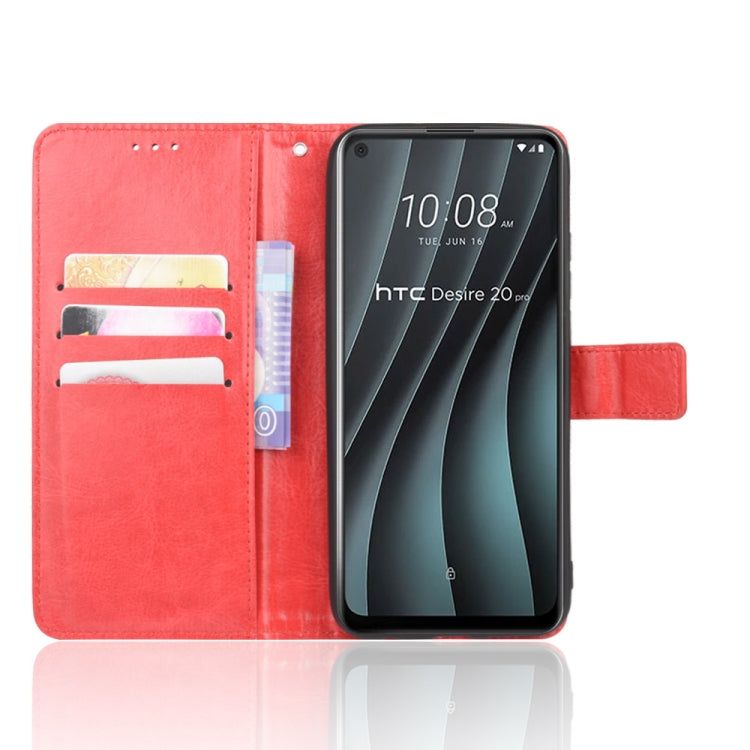 For HTC Desire 20 Pro Retro Crazy Horse Texture Horizontal Flip Leather Case , with Holder & Card Slots & Photo Frame