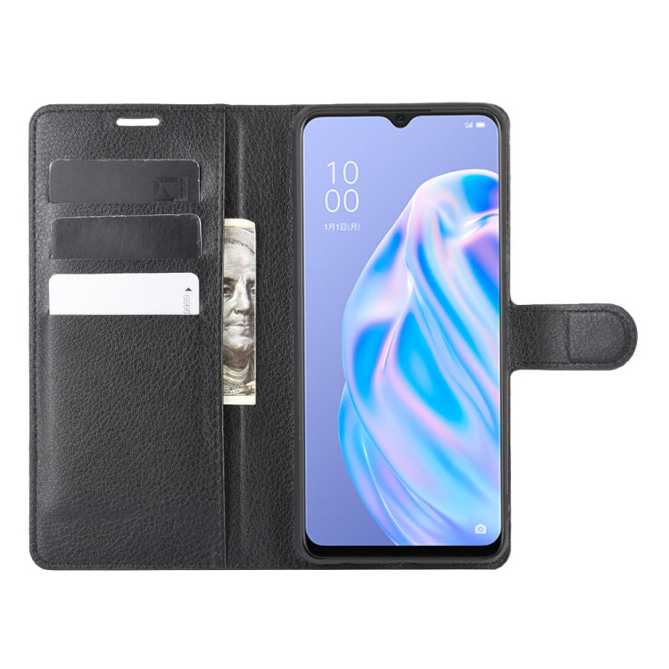 For OPPO Reno 3A (Japanese Version) Litchi Texture Horizontal Flip Protective Case with Holder & Card Slots & Wallet