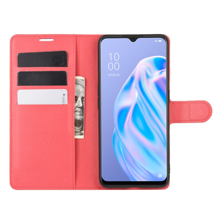 For OPPO Reno 3A (Japanese Version) Litchi Texture Horizontal Flip Protective Case with Holder & Card Slots & Wallet