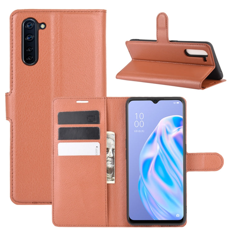 For OPPO Reno 3A (Japanese Version) Litchi Texture Horizontal Flip Protective Case with Holder & Card Slots & Wallet