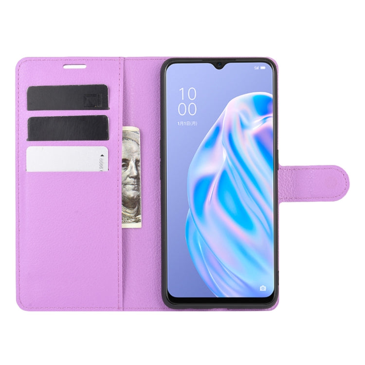 For OPPO Reno 3A (Japanese Version) Litchi Texture Horizontal Flip Protective Case with Holder & Card Slots & Wallet