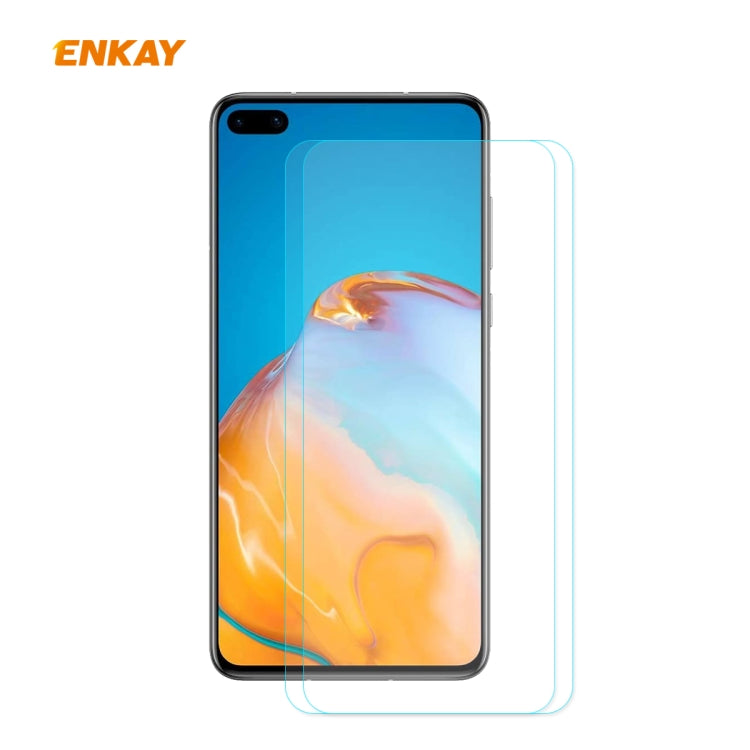 For Huawei P40 2 PCS ENKAY Hat-Prince 0.26mm 9H 2.5D Curved Edge Tempered Glass Film